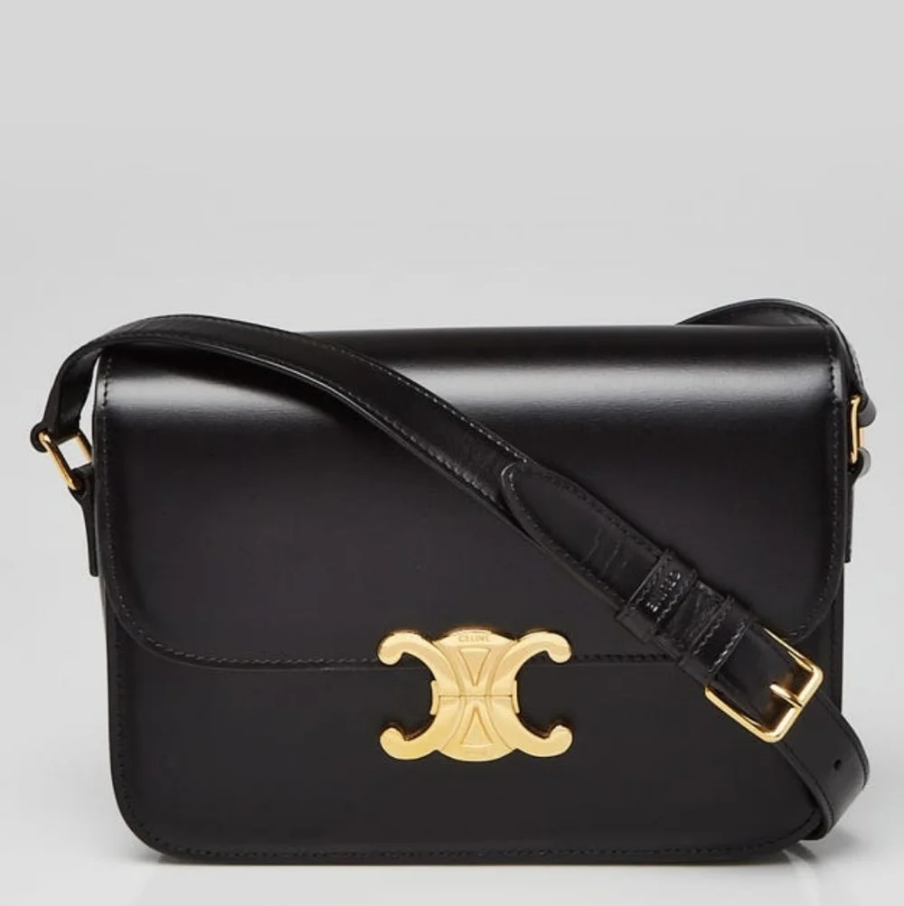 New! MSRP $4250 Authentic CELINE CLASSIQUE TRIOMPHE BAG IN BLACK Shiny Calfskin - Picture 9 of 16